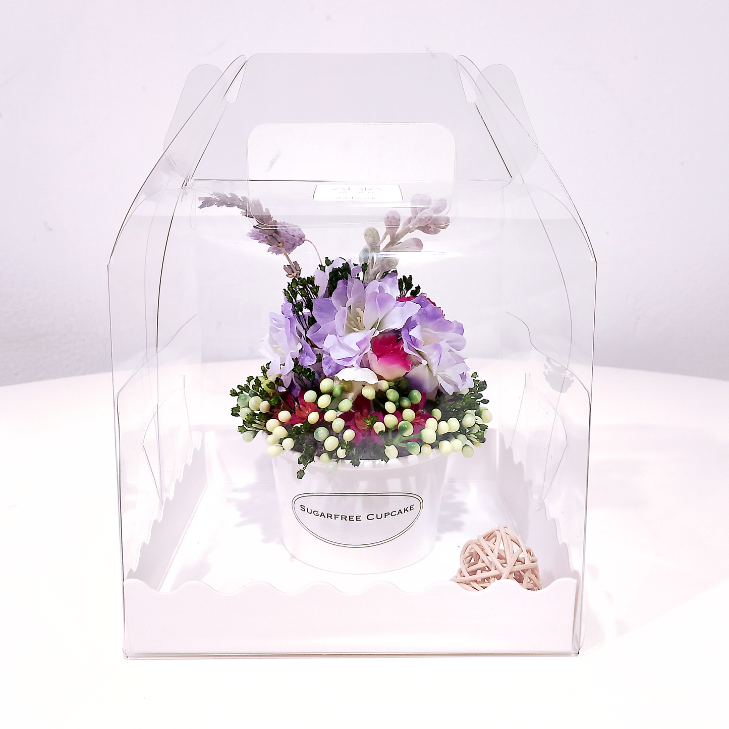 Composizioni_Fiori_Artificiali-Aria_di_Fiori-ARIADIPRIMAVERA_Cupcake_Lilla_Regalo