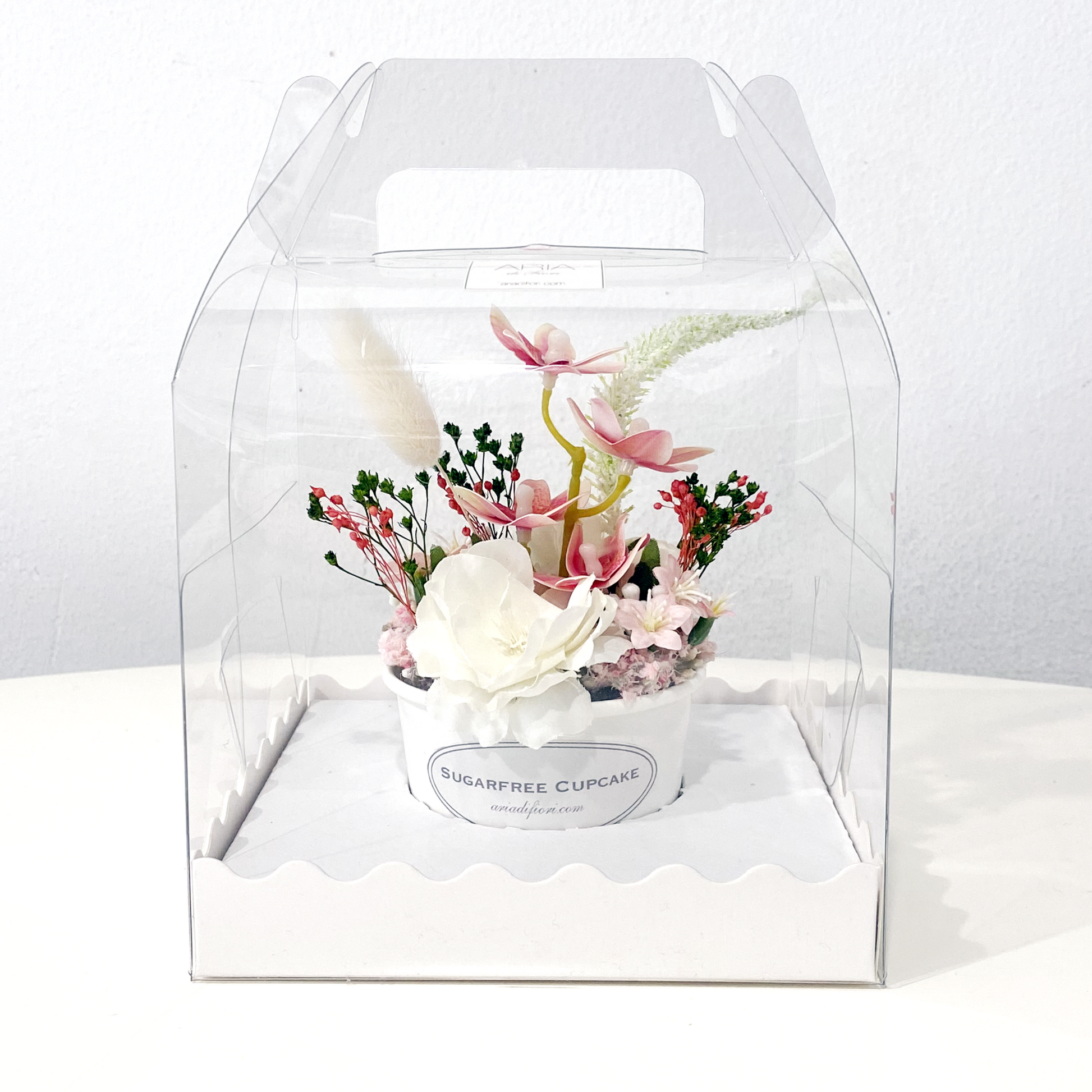 Composizioni_Fiori_Artificiali-Aria_di_Fiori-ARIADIPRIMAVERA_Cupcake_Panna_Fragola_regalo