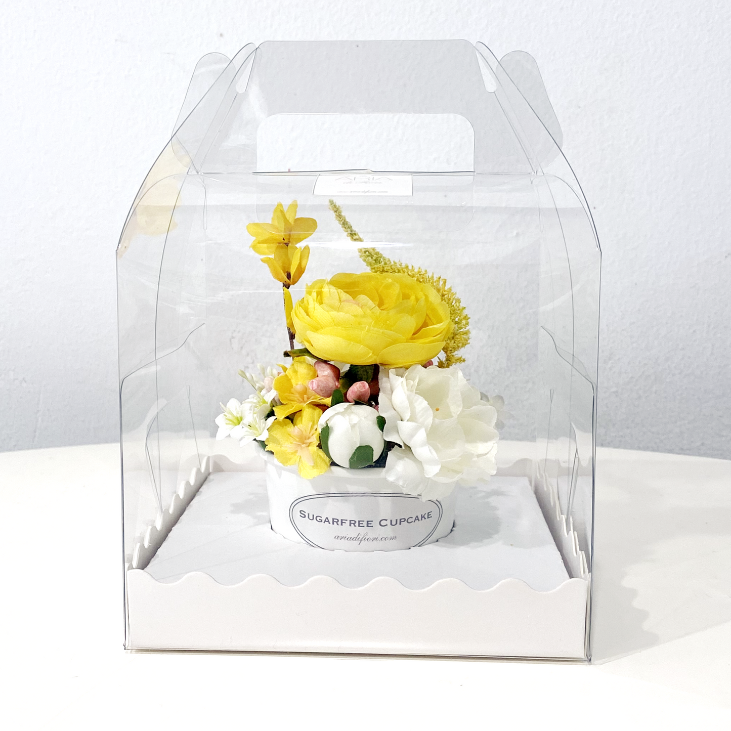 Composizioni_Fiori_Artificiali-Aria_di_Fiori-ARIADIPRIMAVERA_Cupcake_Yellow_regalo